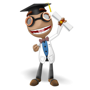 This clipart image features the presentation character Data celebrating a recent graduation.  Data has a diploma raised in one hand, while pumping his fist towards his body with the other hand in celebration. Data has a graduation cap on, while giving a large smile.  Use this clipart image for all of your graduation themed presentations.