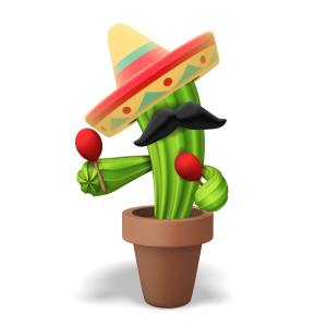 This clipart image features a cactus wearing a sombrero and shaking a set of maracas.  Use the color settings to adjust the colors of both the maracas as well as the cactus.  Use this clipart image for all of you Cinco De Mayo themed presentations.