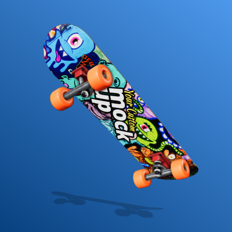 This Presentation Clipart shows a preview of 3D Modern Skateboard Clipart - Customizable Mockup