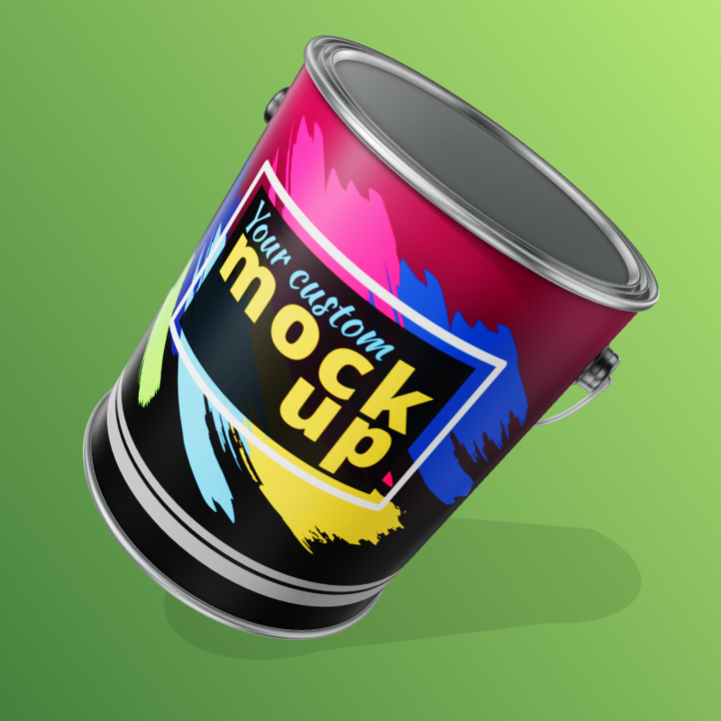 This Presentation Clipart shows a preview of 3D Paint Can Clipart - Customizable Mockup