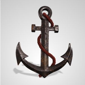 3D Anchor and Rope Clipart Illustration