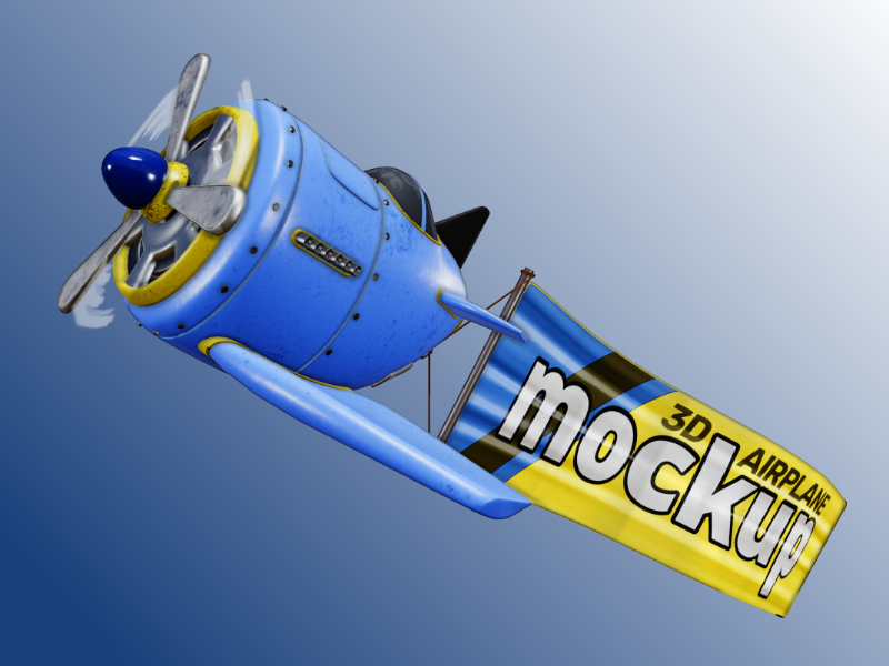 This Presentation Clipart shows a preview of 3D Airplane and Banner Clipart - Customizable Mockup