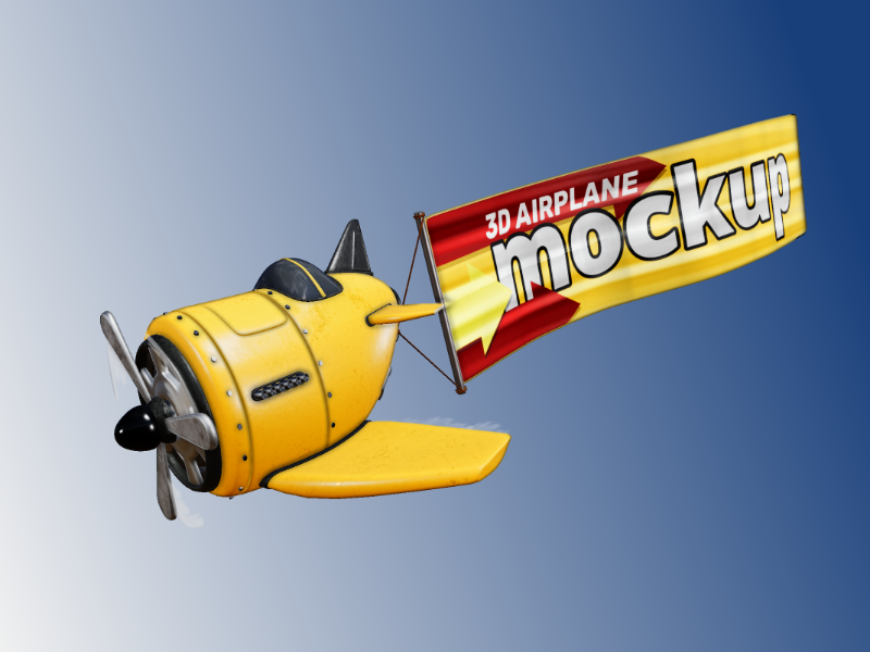 This Presentation Clipart shows a preview of 3D Airplane and Banner Clipart - Customizable Mockup