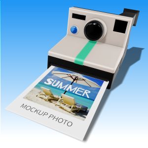A 3D Retro Instant Camera with editing tools to customize the design and make it your own.