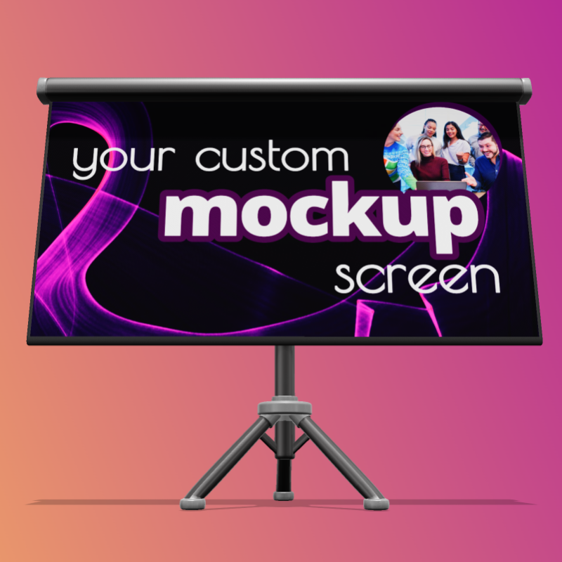 This Presentation Clipart shows a preview of 3D Projector Widescreen Screen  - Customizable Mockup