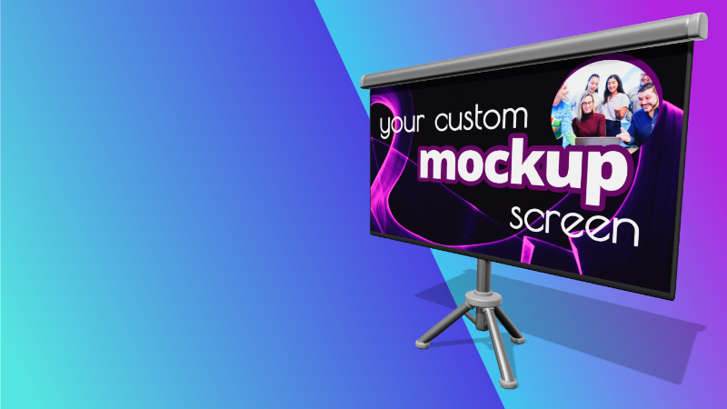 This Presentation Clipart shows a preview of 3D Projector Widescreen Screen  - Customizable Mockup