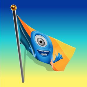 A flag blowing on a pole with editing tools to customize the design and make it your own.