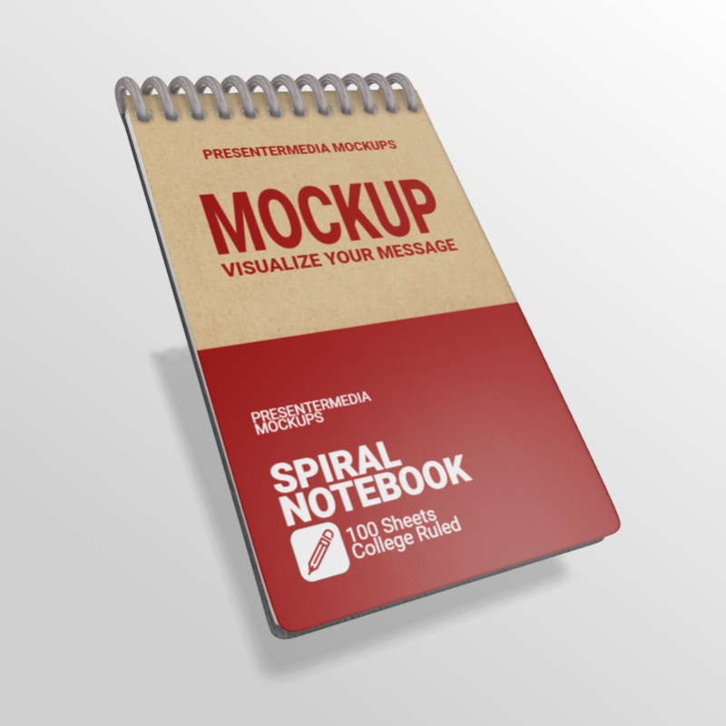 This Presentation Clipart shows a preview of 3D Spiral Notepad - Customizable Mockup