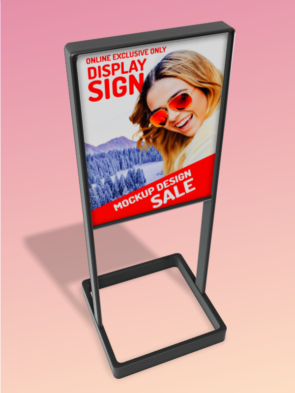 This Presentation Clipart shows a preview of 3D Simple Metal Sign - Customizable Mockup