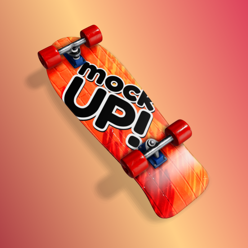 This Presentation Clipart shows a preview of 3D Retro Skateboard Clipart - Customizable Mockup