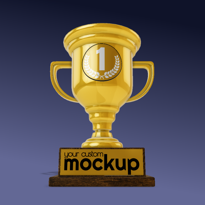 This Presentation Clipart shows a preview of 3D Trophy Clipart - Customizable Mockup