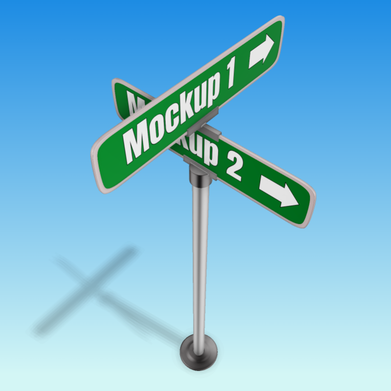 This Presentation Clipart shows a preview of 3D Directional Street Sign Clipart - Customizable Mockup
