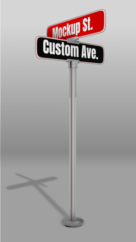 This Presentation Clipart shows a preview of 3D Directional Street Sign Clipart - Customizable Mockup