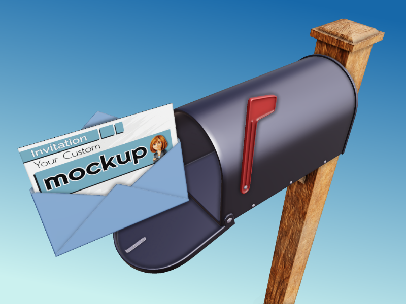 This Presentation Clipart shows a preview of 3D Open Letter Mailbox Clipart - Customizable Mockup