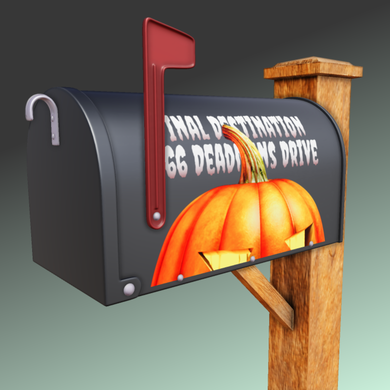 This Presentation Clipart shows a preview of 3D Halloween Mailbox Clipart - Customizable Mockup