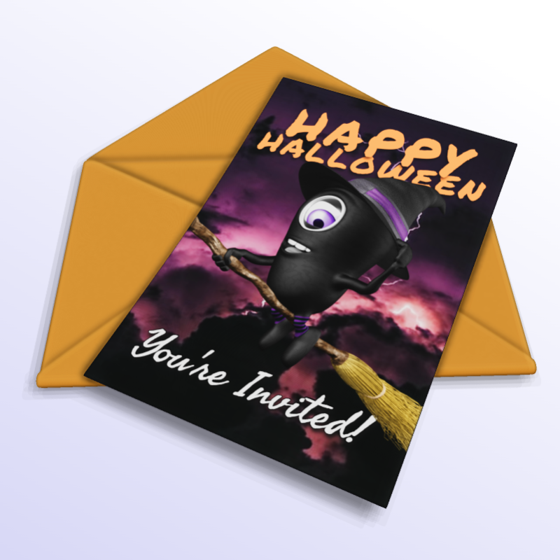 This Presentation Clipart shows a preview of 3D Halloween Card On Envelope Clipart - Customizable Mockup