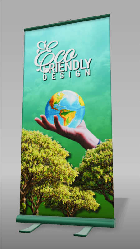 This Presentation Clipart shows a preview of 3D Roller Banner Clipart - Customizable Mockup