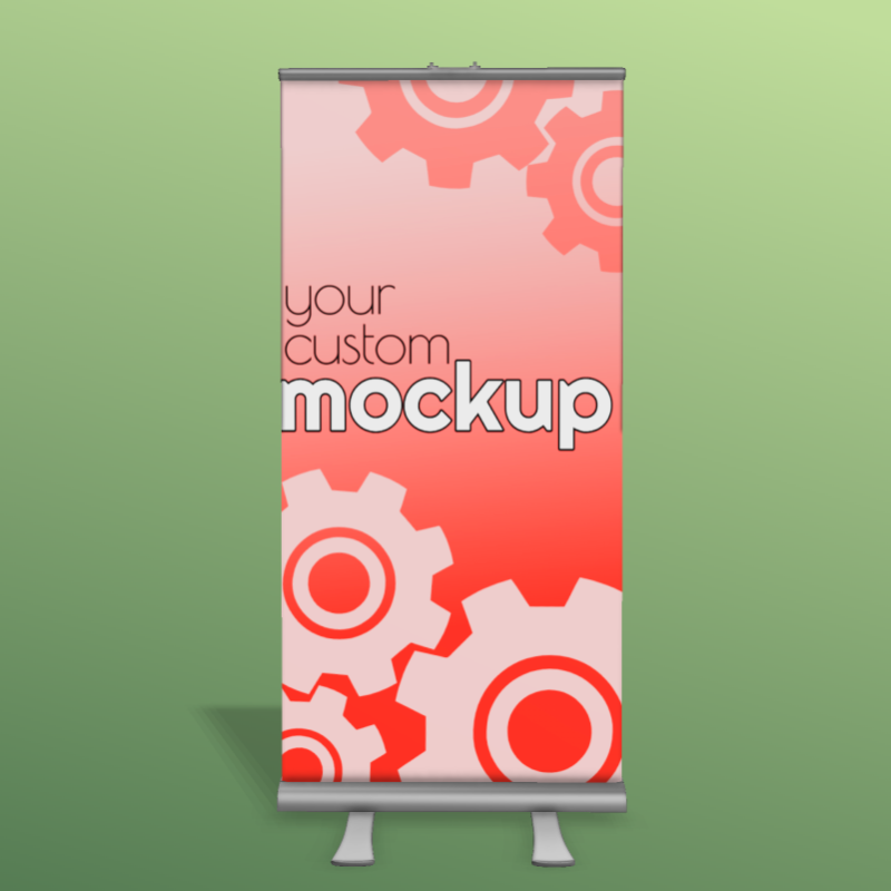 This Presentation Clipart shows a preview of 3D Roller Banner Clipart - Customizable Mockup