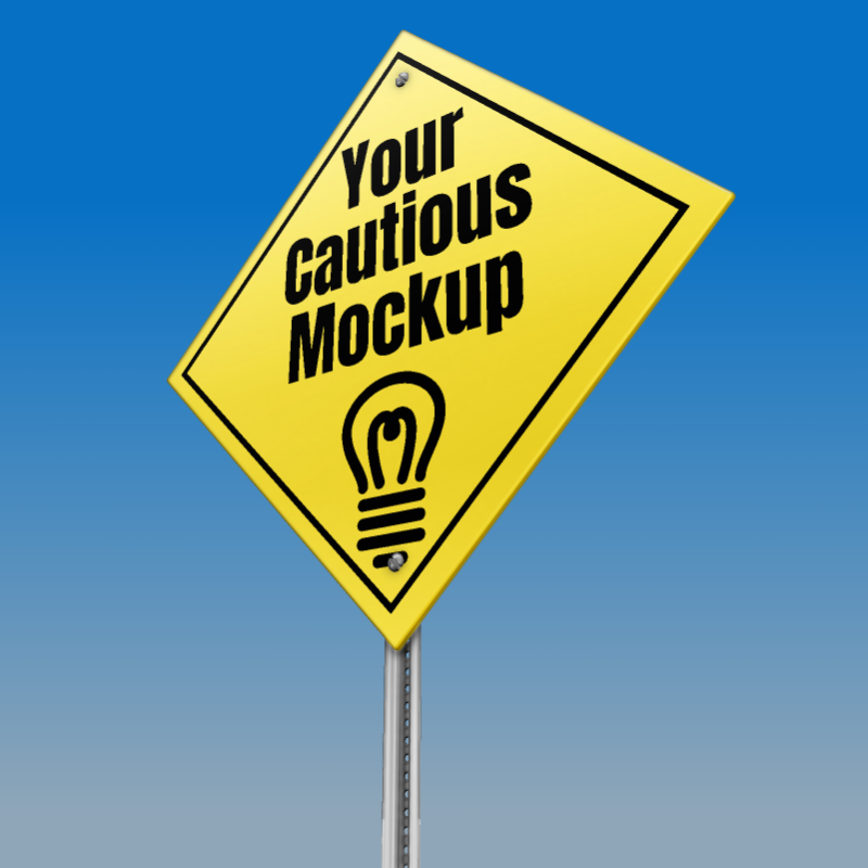 This Presentation Clipart shows a preview of 3D Caution Street Sign Clipart - Customizable Mockup