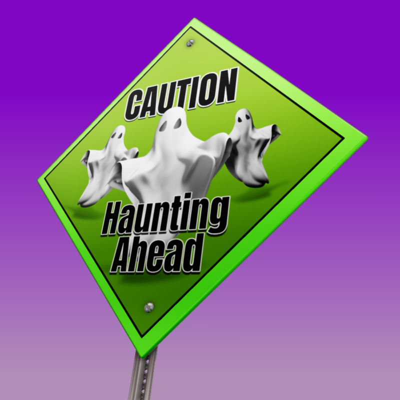 This Presentation Clipart shows a preview of 3D Halloween Street Sign Clipart - Customizable Mockup