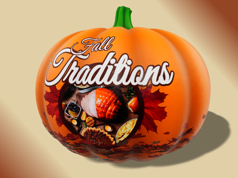 This Presentation Clipart shows a preview of 3D Pumpkin Clipart - Customizable Mockup