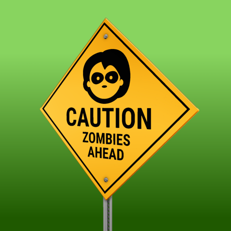 This Presentation Clipart shows a preview of Halloween Zombies Ahead Caution Street Sign