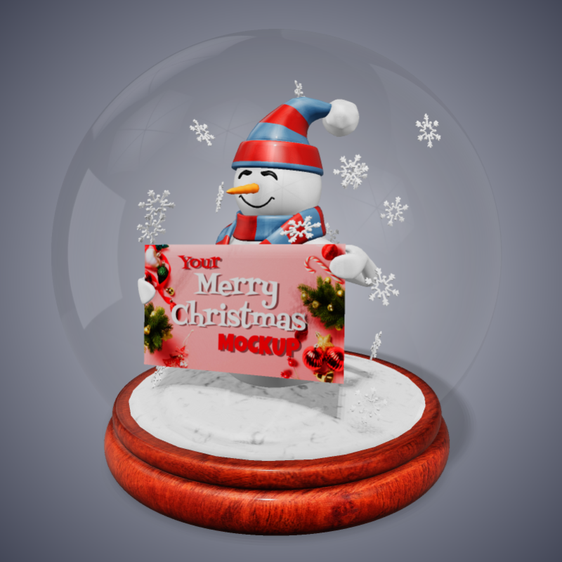 This Presentation Clipart shows a preview of Snow Globe Snowman - Customizable Mockup