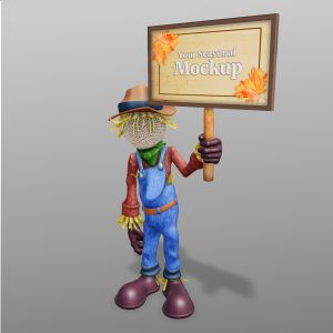 A 3D Scarecrow Holding Sign with editing tools to customize the design and make it your own.
