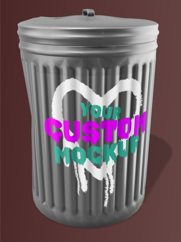 This Presentation Clipart shows a preview of Damaged Garbage Can - Customizable Mockup