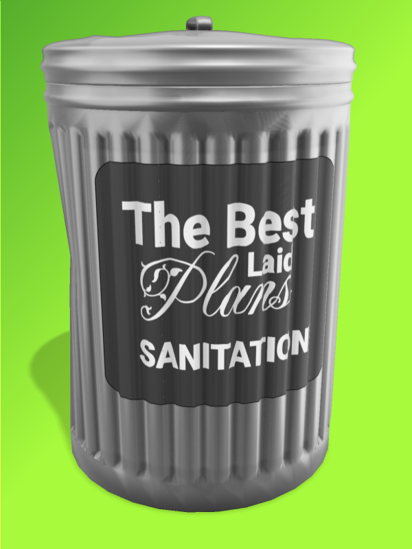 This Presentation Clipart shows a preview of Best Laid Plans Garbage Can - Customizable Mockup