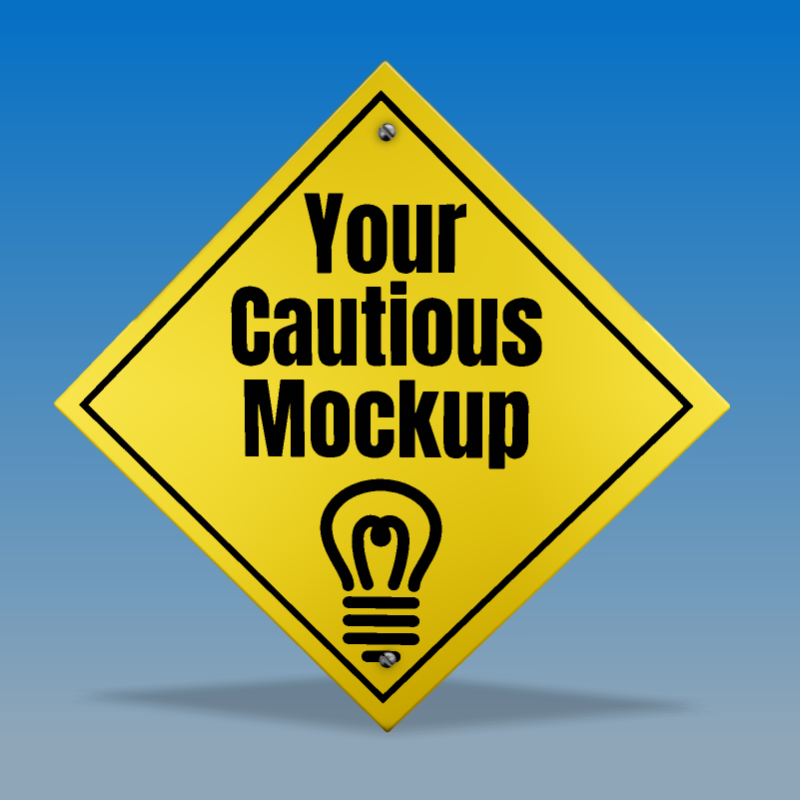 This Presentation Clipart shows a preview of 3D Caution Street Sign  Clipart - Customizable Mockup
