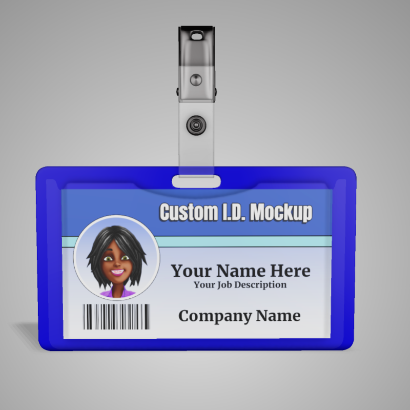 This Presentation Clipart shows a preview of 3D Personal ID Badge Clipart - Customizable Mockup