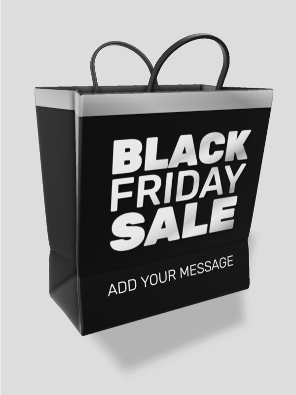 This Presentation Clipart shows a preview of A Black Friday Sale Shopping Bag- Customizable Mockup