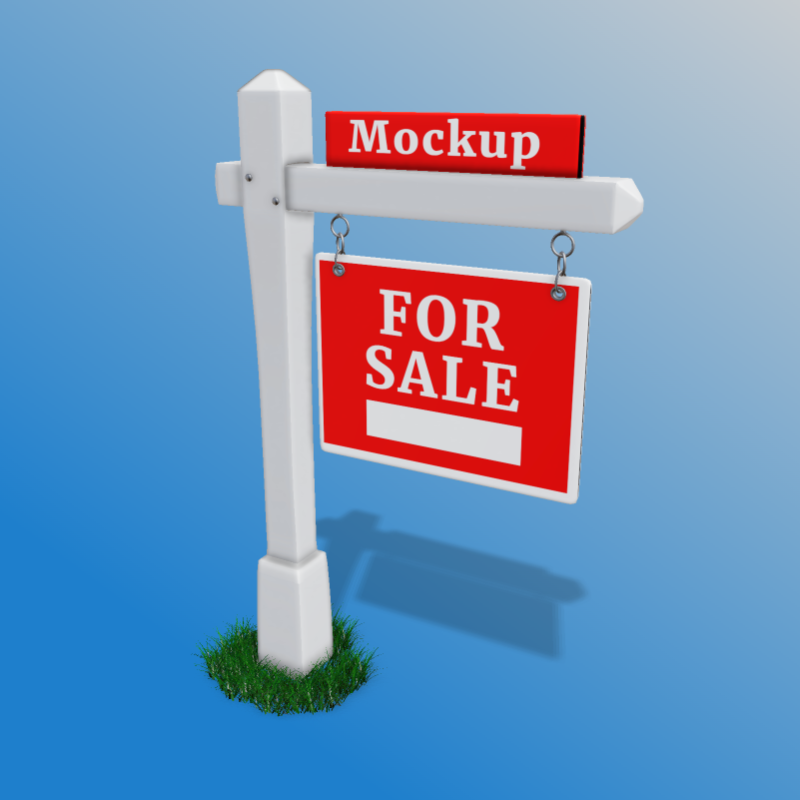 This Presentation Clipart shows a preview of 3D Real Estate Sign - Customizable Mockup