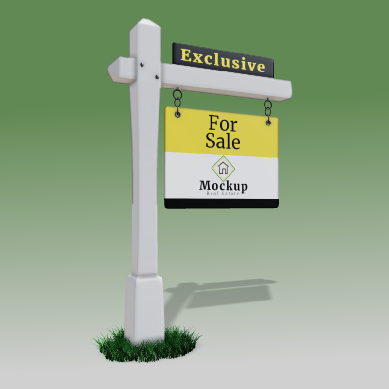 This Presentation Clipart shows a preview of 3D Real Estate Sign - Customizable Mockup