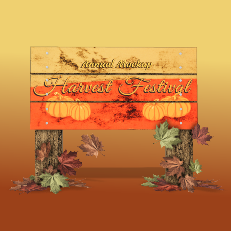 This Presentation Clipart shows a preview of 3D Autumn Sign - Customizable Mockup