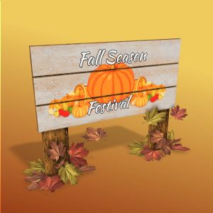 3D Autumn Sign Customizable Mockup Clipart