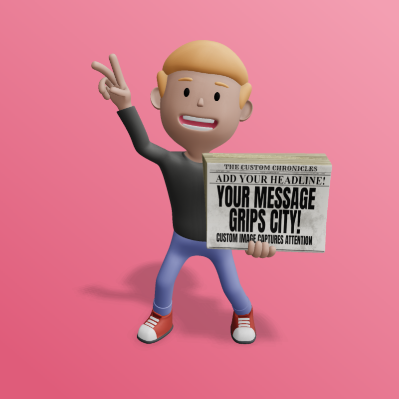 This Presentation Clipart shows a preview of 3D Paperboy Newspaper Clipart - Customizable Mockup