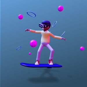 A 3D Surfing Male VR Player.