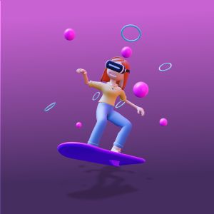 A 3D Surfing Female VR Player.