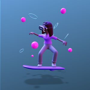 A 3D Surfing Female VR Player.