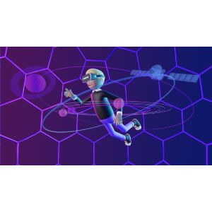 A 3D Man Exploring VR Universe.