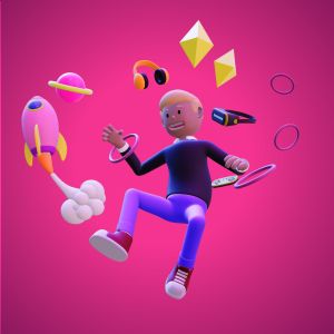 A 3D Man With Floating VR Objects.