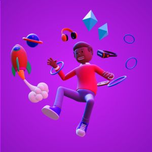 A 3D Man With Floating VR Objects.