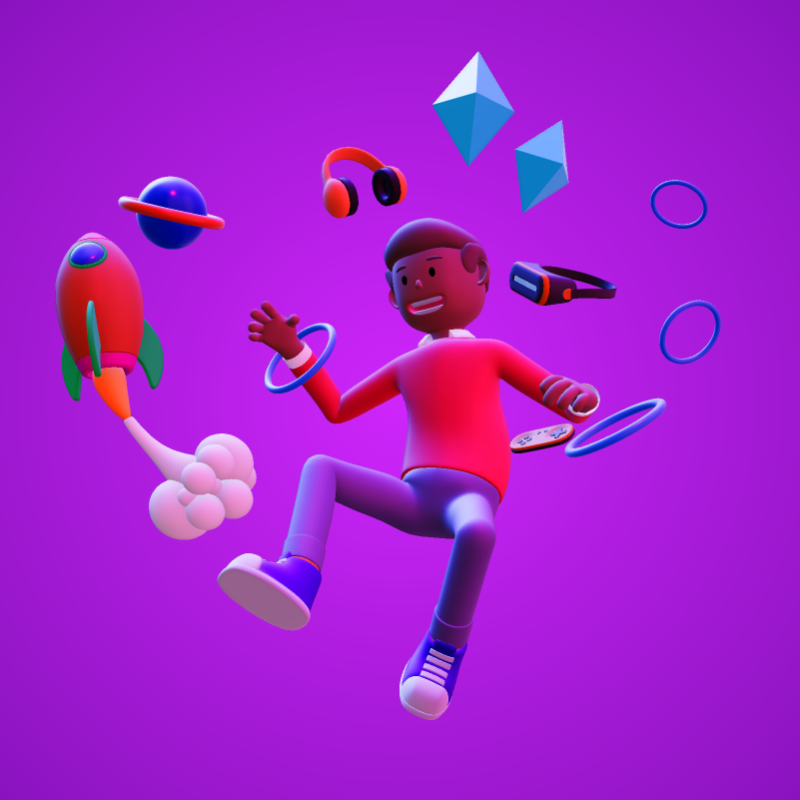 This Presentation Clipart shows a preview of 3D Man VR Floating Objects - Customizable Clipart