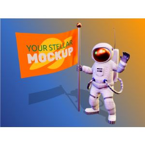 A 3D Astronaut Holding Flag with editing tools to customize the design and make it your own.