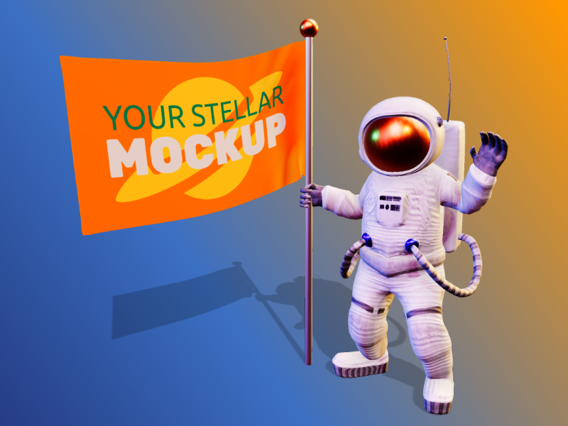 This Presentation Clipart shows a preview of 3D Astronaut Holding Flag - Customizable Clipart