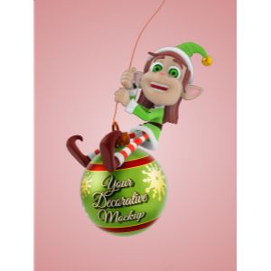 A 3D female elf on a swinging ornament with editing tools to customize the design and make it your own.