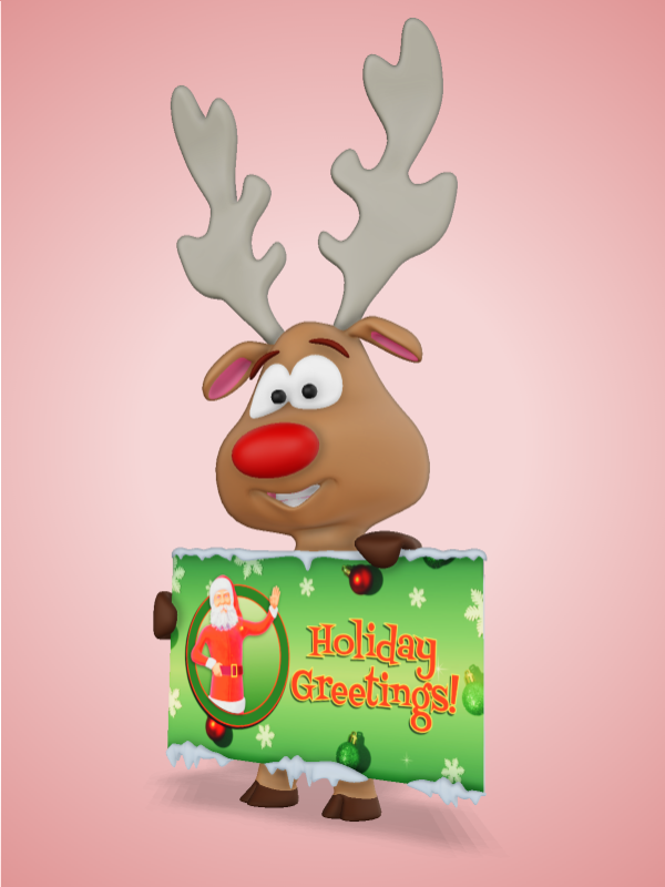 This Presentation Clipart shows a preview of 3D Reindeer Holding Snowy Sign Clipart - Customizable Mockup