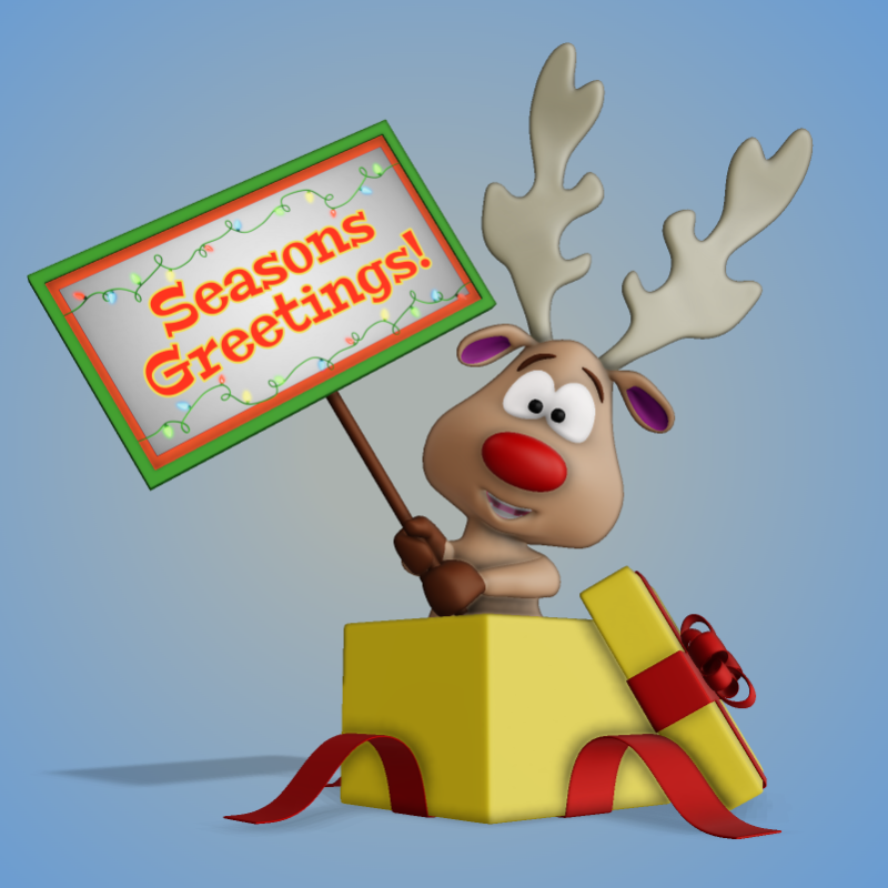 This Presentation Clipart shows a preview of 3D Reindeer In Present Holding Sign Clipart - Customizable Mockup